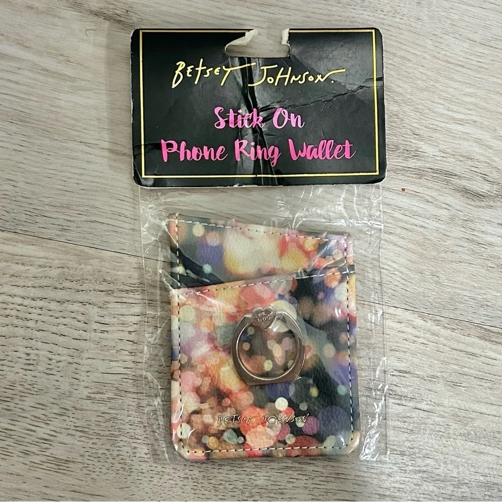 NWT Betsey Johnson Adhesive Stick-On Cell Phone Ring Stand Wallet Card Holder